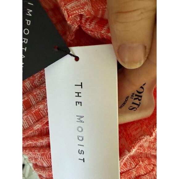 Ports 1961 Work in Progress Ribbed Red & White Cotton Knit Top Lettuce Edge - Picture 8 of 9